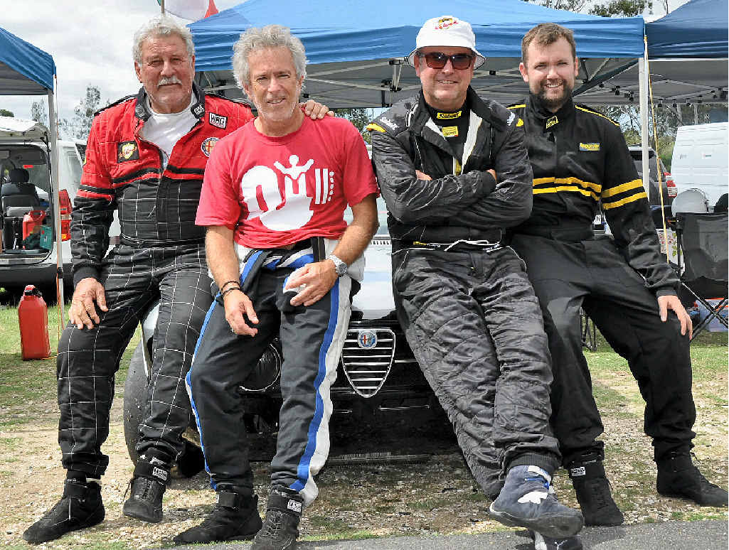 TRACK MATES: Friends Paul Young, Manuel Pena, James Anderson and Andrew Wilson meet up at the Morgan Park event. TRACK MATES: Friends Paul Young, Manuel Pena, James Anderson and Andrew Wilson meet up at the Morgan Park event.